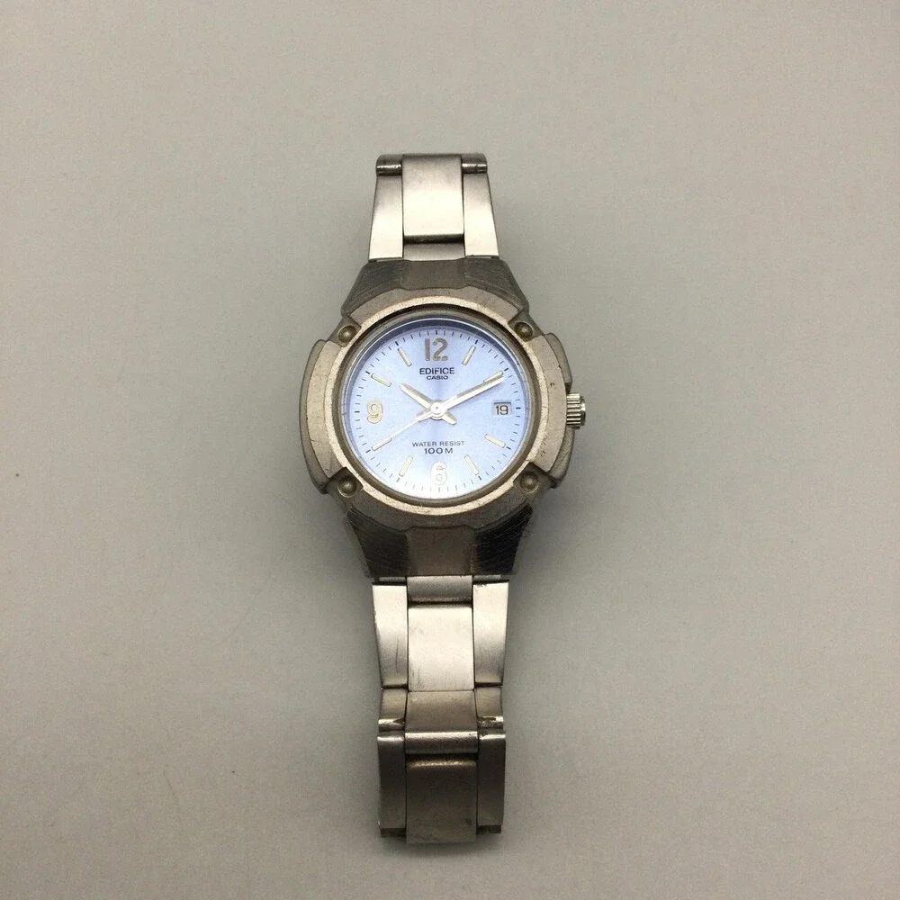 Casio Edifice 707 LWM-100 Womens Watch 29mm Blue Dial Date New Battery 6.75